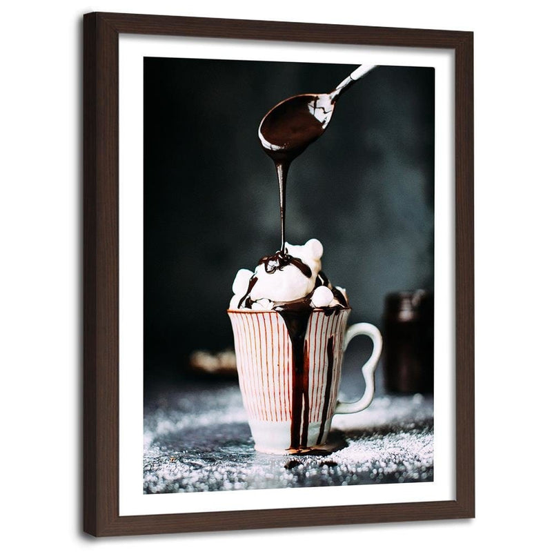 Glezna brūnā rāmī - Coffee With Marshmallows  Home Trends DECO