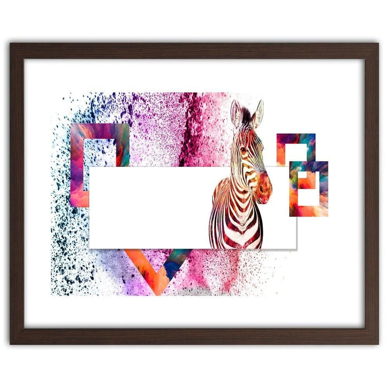 Glezna brūnā rāmī - Colorful Zebra  Home Trends DECO
