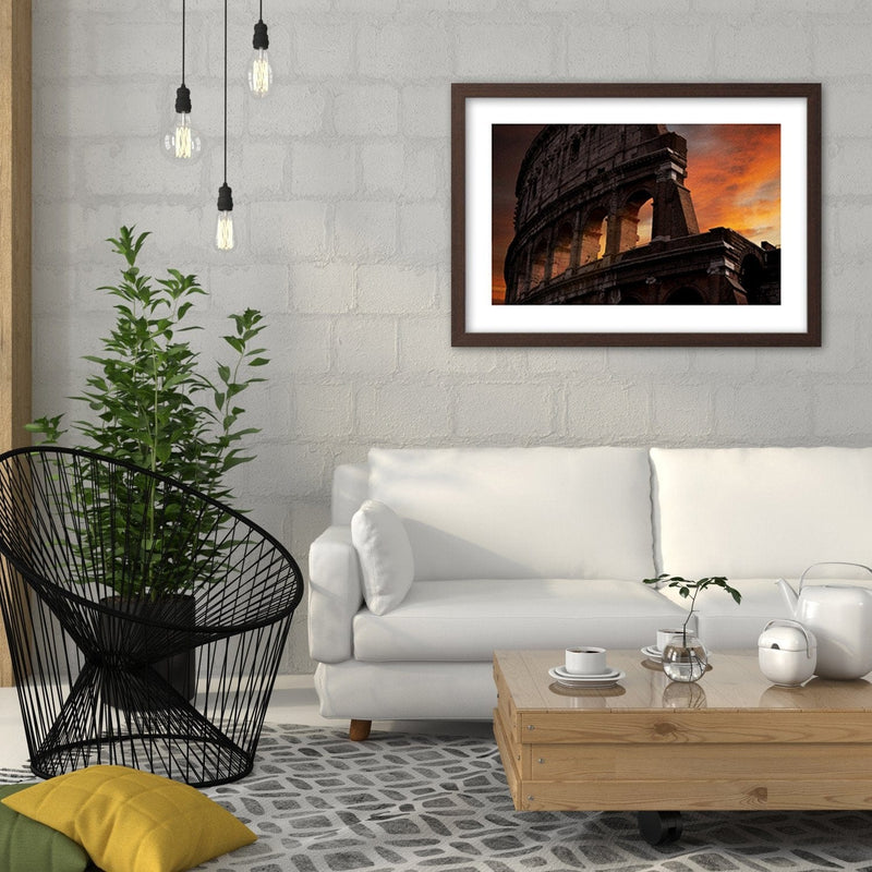 Glezna brūnā rāmī - Colosseum At Dusk  Home Trends DECO