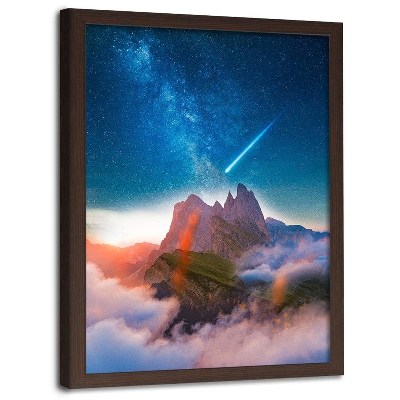 Glezna brūnā rāmī - Comet Over The Mountains  Home Trends DECO