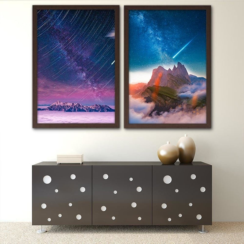 Glezna brūnā rāmī - Comet Over The Mountains  Home Trends DECO