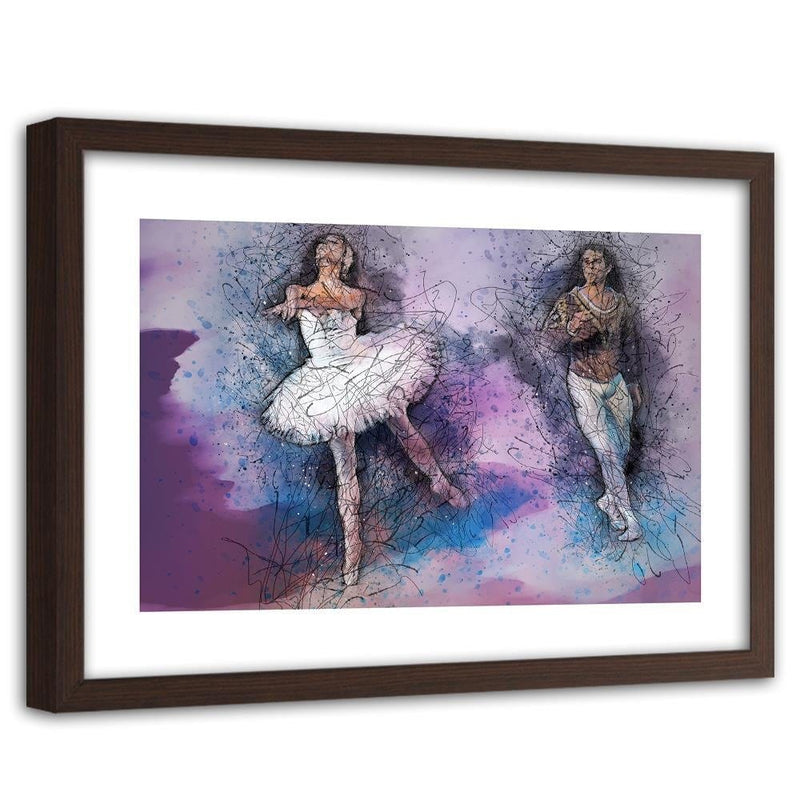 Glezna brūnā rāmī - Couple Dancing Ballet  Home Trends DECO