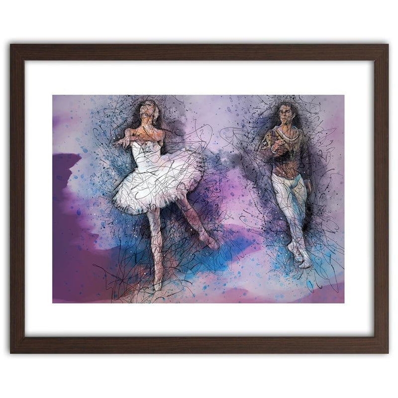 Glezna brūnā rāmī - Couple Dancing Ballet  Home Trends DECO