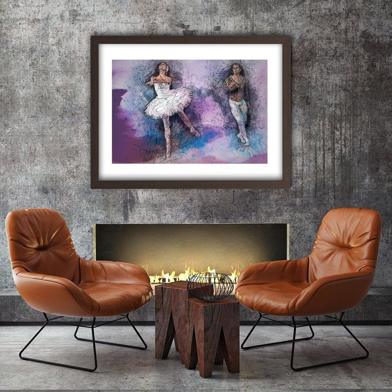 Glezna brūnā rāmī - Couple Dancing Ballet  Home Trends DECO