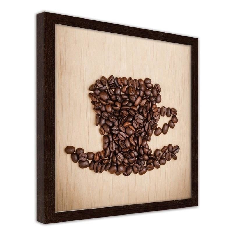 Glezna brūnā rāmī - Cup of coffee beans  Home Trends DECO