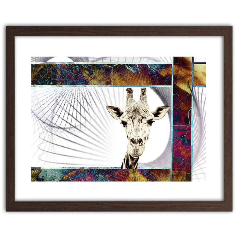 Glezna brūnā rāmī - Curious Giraffe  Home Trends DECO