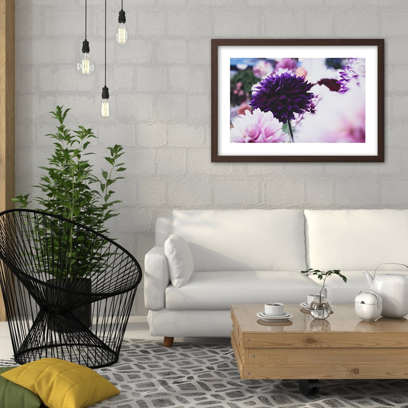 Glezna brūnā rāmī - Dahlias  Home Trends DECO