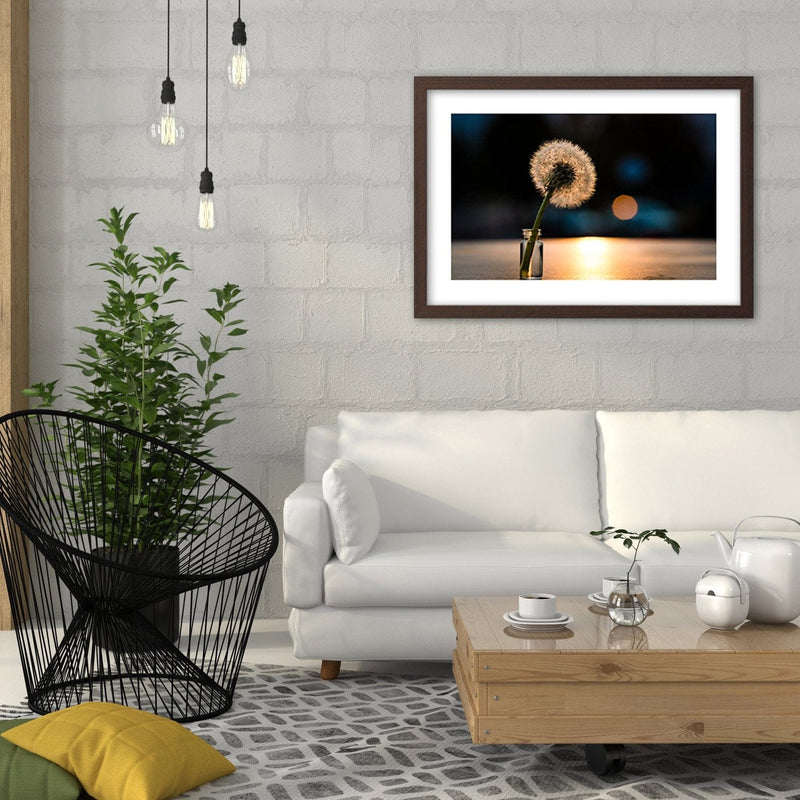 Glezna brūnā rāmī - Dandelion In A Vase  Home Trends DECO