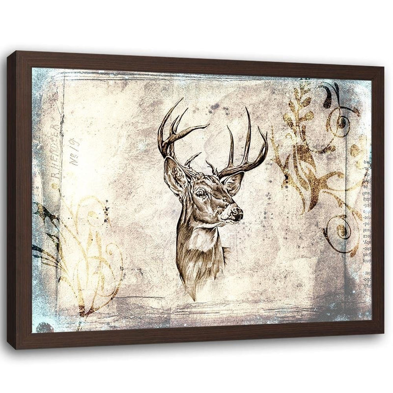 Glezna brūnā rāmī - Deer Portrait  Home Trends DECO