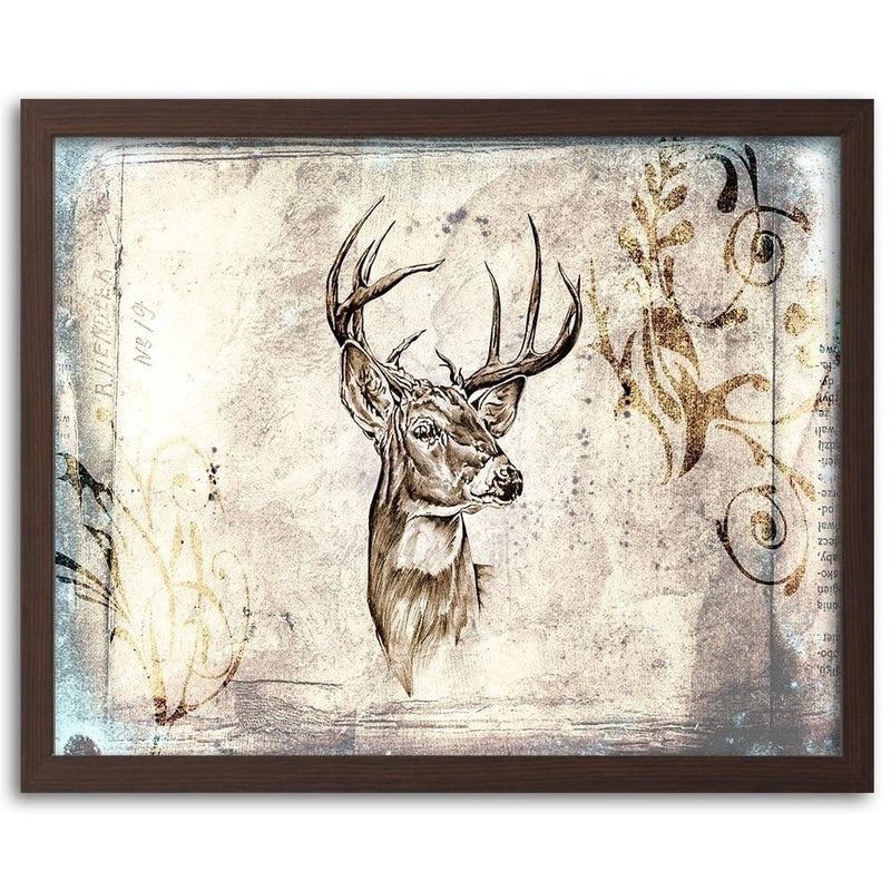 Glezna brūnā rāmī - Deer Portrait  Home Trends DECO