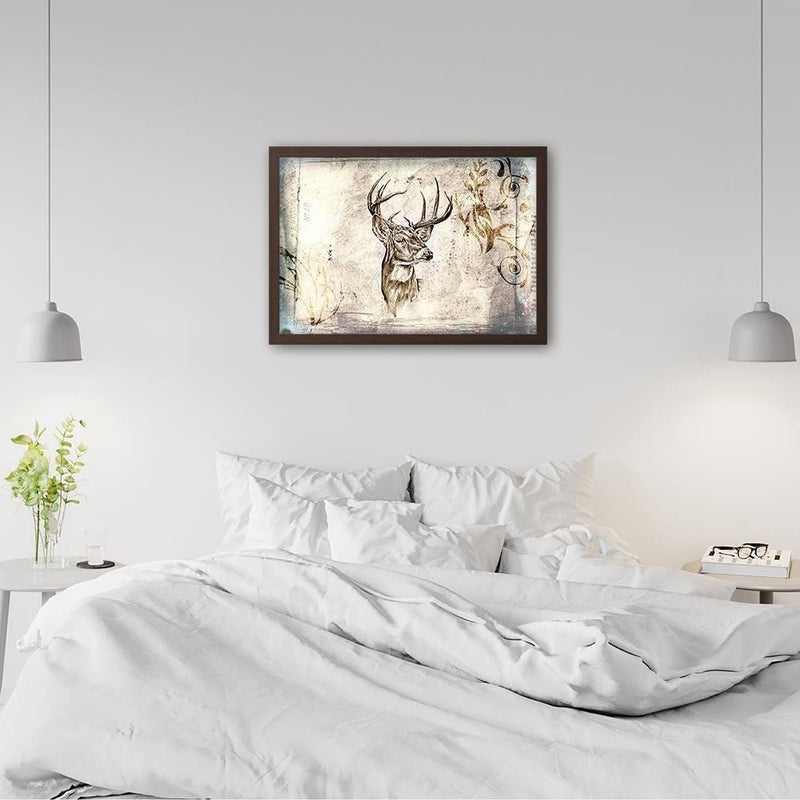 Glezna brūnā rāmī - Deer Portrait  Home Trends DECO