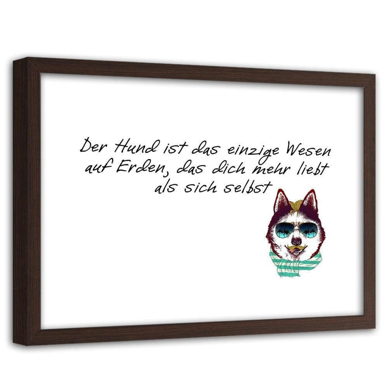 Glezna brūnā rāmī - Dog In Scarf And Glasses  Home Trends DECO