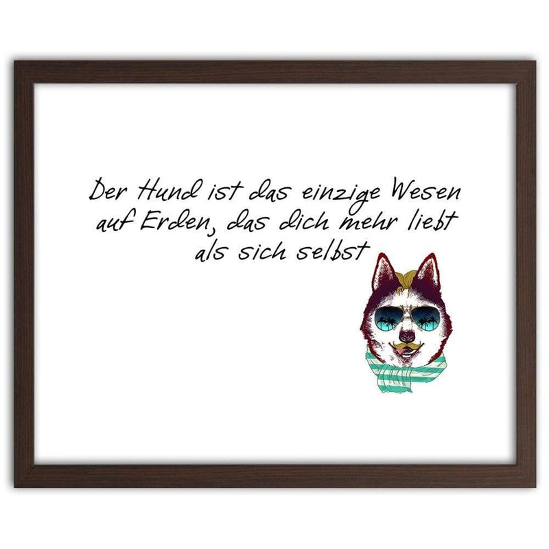 Glezna brūnā rāmī - Dog In Scarf And Glasses  Home Trends DECO