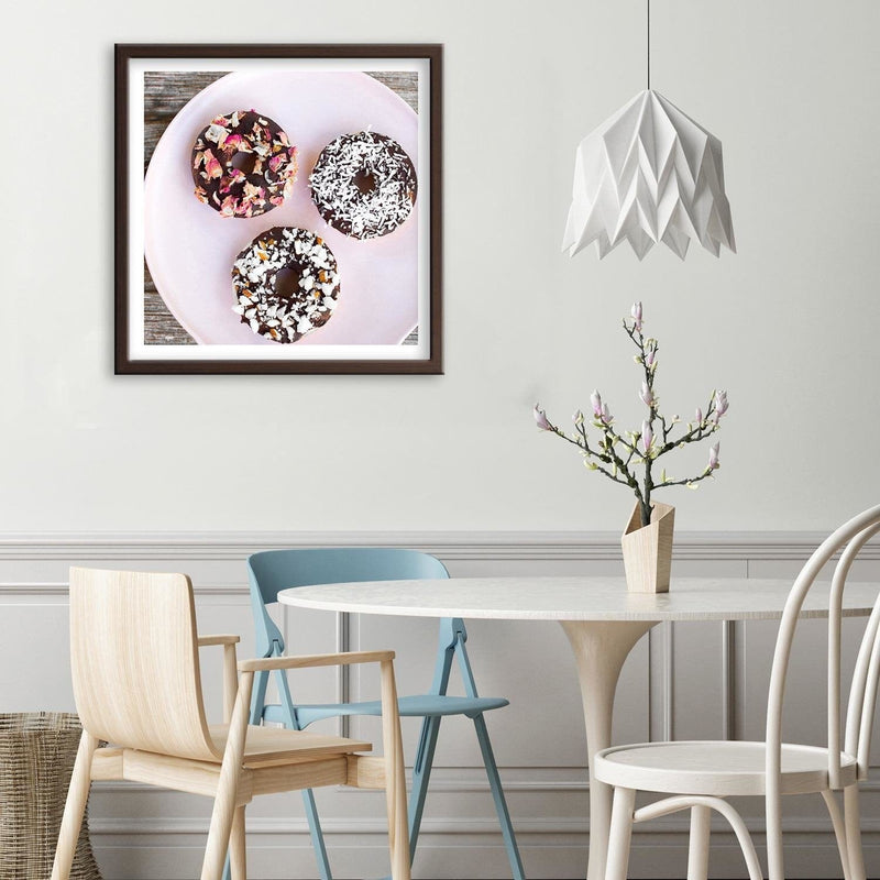 Glezna brūnā rāmī - Donuts On A Plate 2  Home Trends DECO