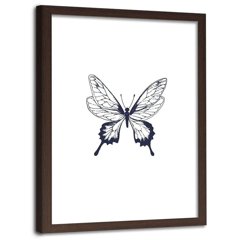 Glezna brūnā rāmī - Drawn Butterfly  Home Trends DECO