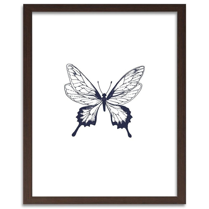 Glezna brūnā rāmī - Drawn Butterfly  Home Trends DECO