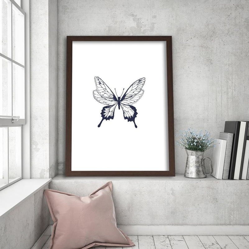 Glezna brūnā rāmī - Drawn Butterfly  Home Trends DECO