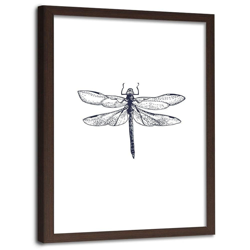 Glezna brūnā rāmī - Drawn Dragonfly  Home Trends DECO