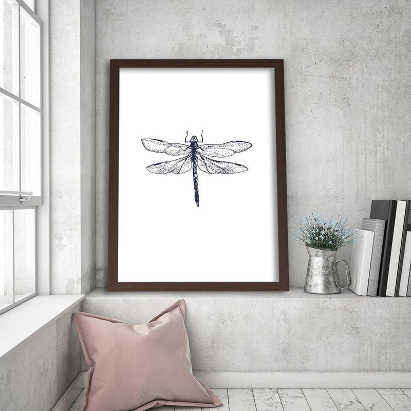 Glezna brūnā rāmī - Drawn Dragonfly  Home Trends DECO