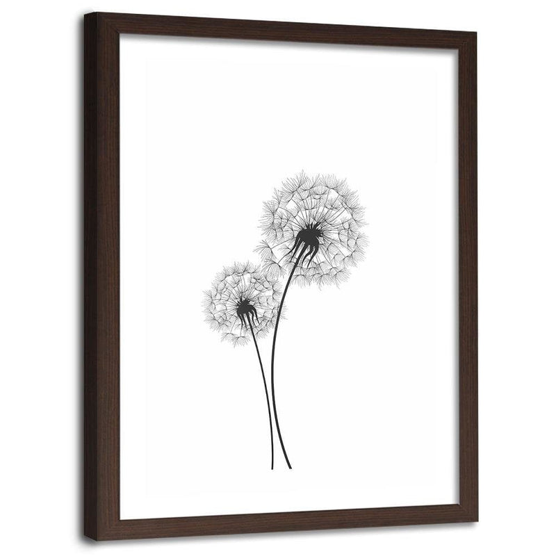 Glezna brūnā rāmī - Drawn Two Dandelions  Home Trends DECO