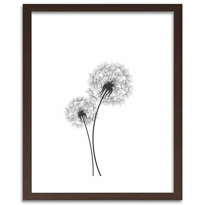 Glezna brūnā rāmī - Drawn Two Dandelions  Home Trends DECO