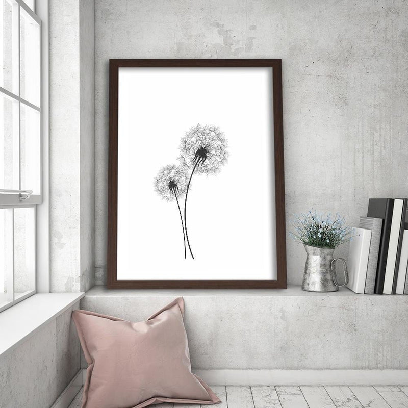 Glezna brūnā rāmī - Drawn Two Dandelions  Home Trends DECO