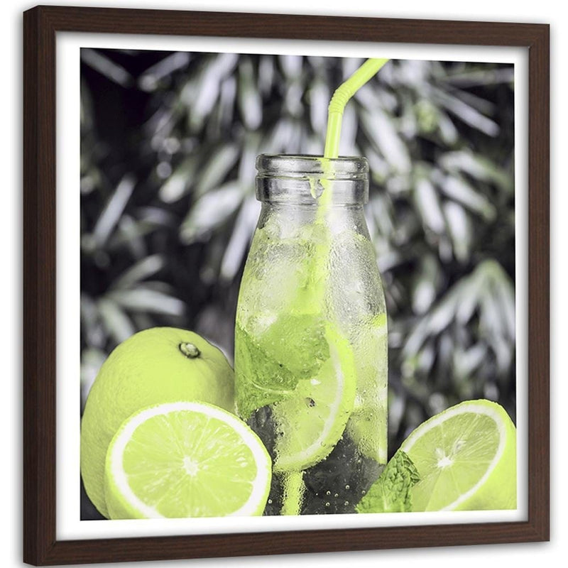 Glezna brūnā rāmī - Drink And Lemon 2  Home Trends DECO