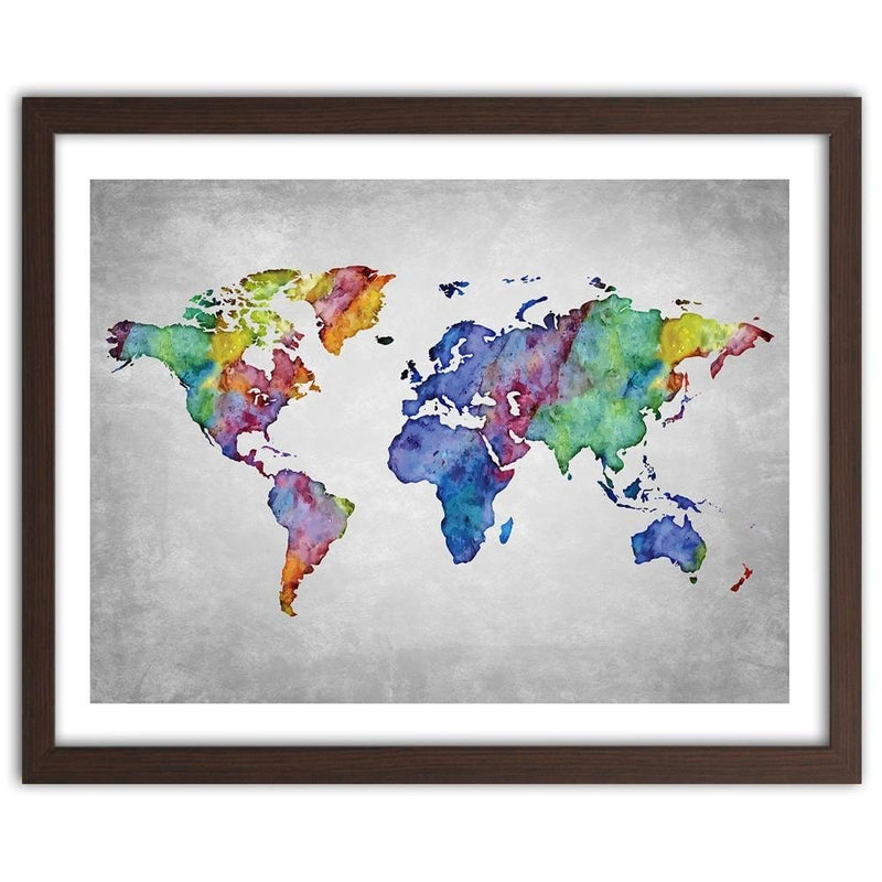 Glezna brūnā rāmī - Ed World Map  Home Trends DECO