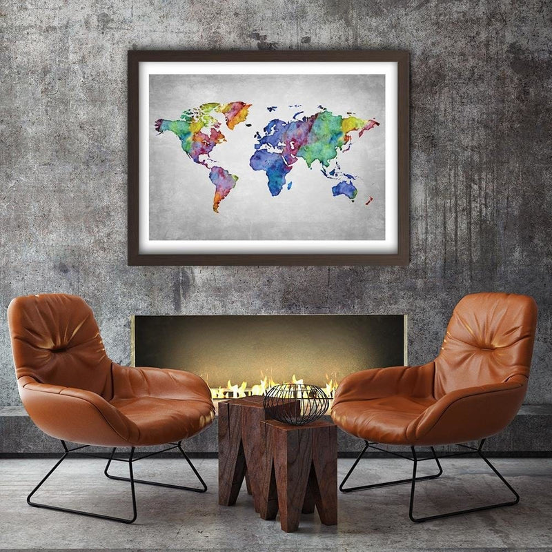 Glezna brūnā rāmī - Ed World Map  Home Trends DECO