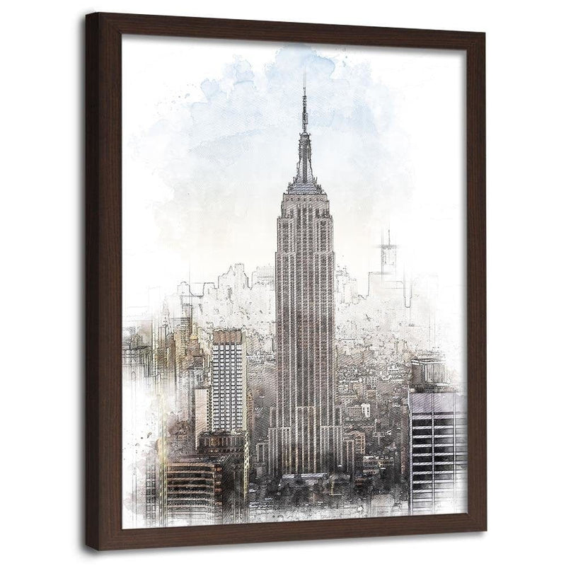 Glezna brūnā rāmī - Empire State Building Image Brown  Home Trends DECO