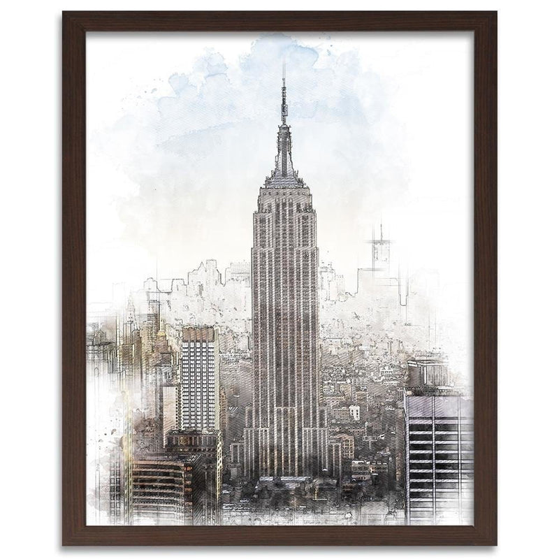 Glezna brūnā rāmī - Empire State Building Image Brown  Home Trends DECO