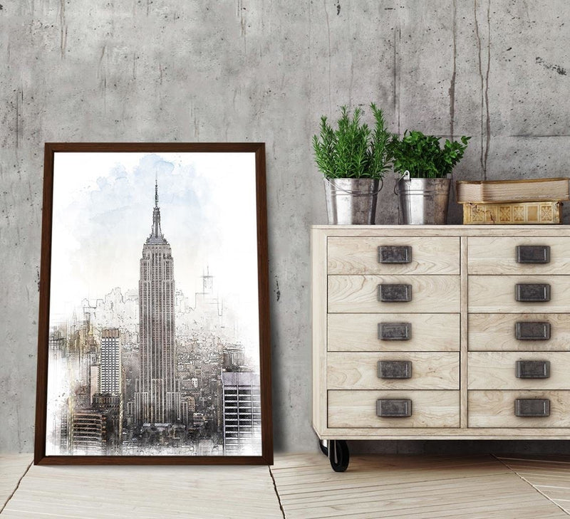 Glezna brūnā rāmī - Empire State Building Image Brown  Home Trends DECO