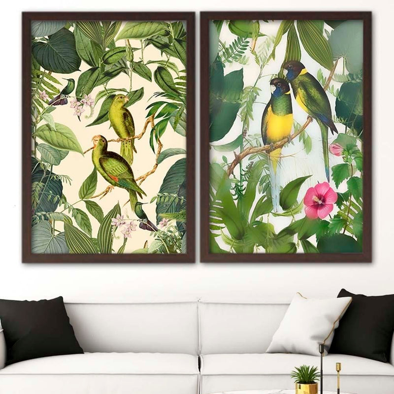 Glezna brūnā rāmī - Exotic Birds  Home Trends DECO