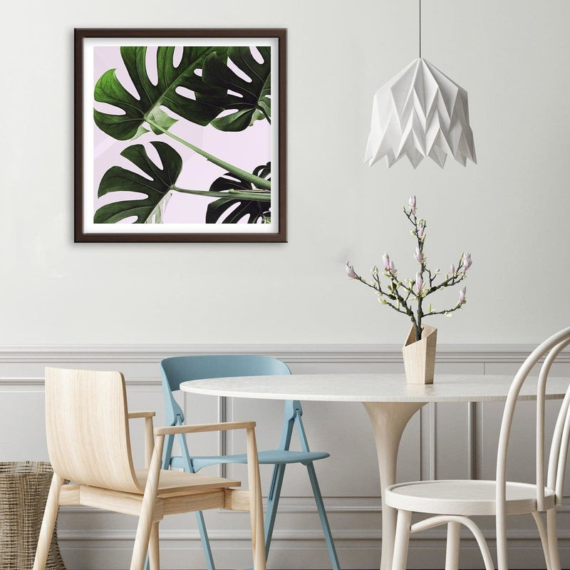 Glezna brūnā rāmī - Exotic Leaves Monstera 1  Home Trends DECO