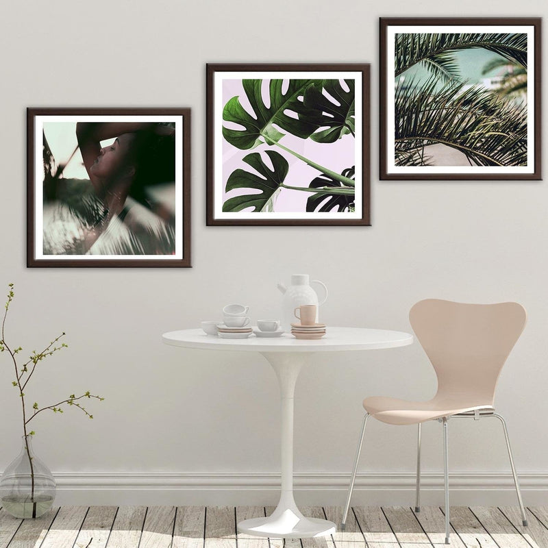 Glezna brūnā rāmī - Exotic Leaves Monstera 1  Home Trends DECO