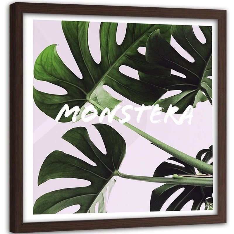 Glezna brūnā rāmī - Exotic Leaves Monstera  Home Trends DECO