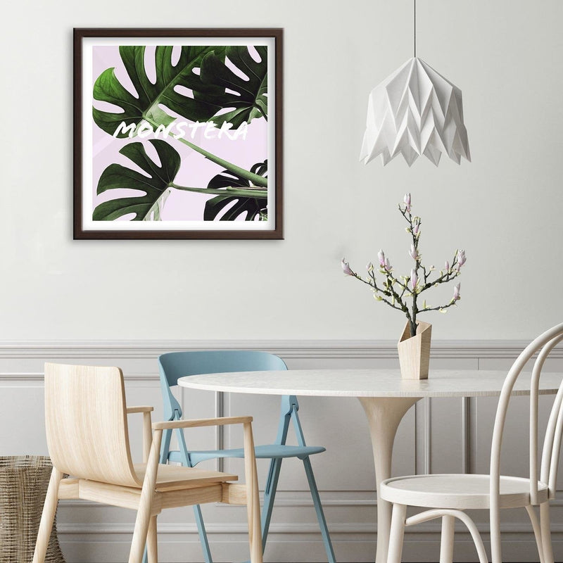 Glezna brūnā rāmī - Exotic Leaves Monstera  Home Trends DECO