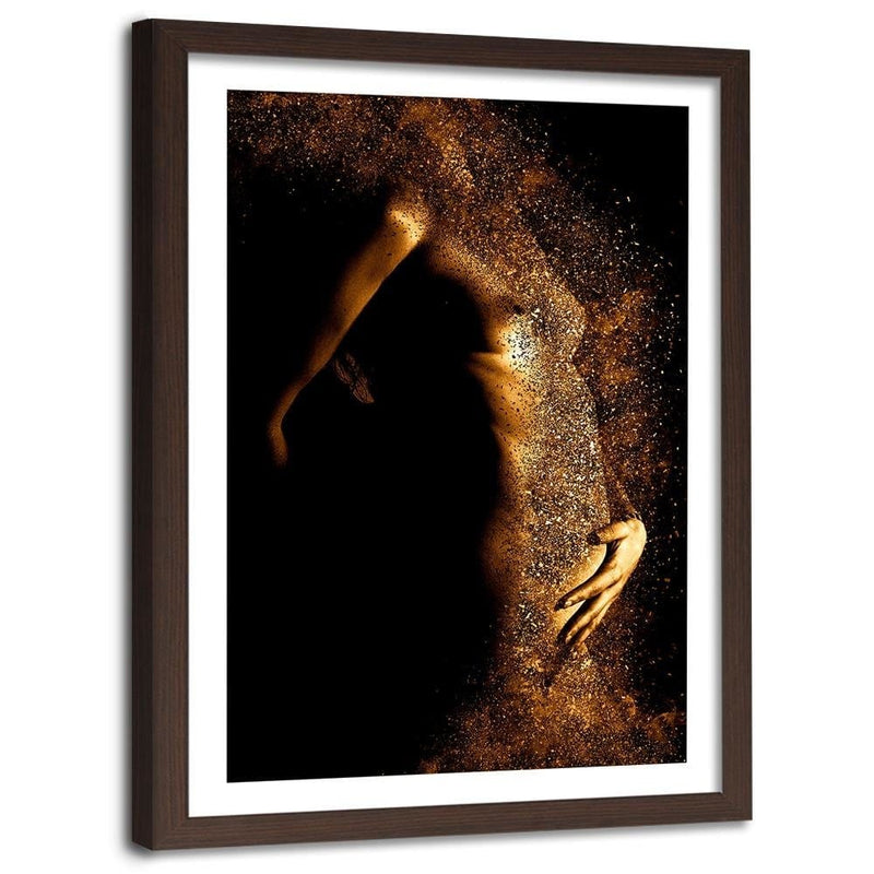 Glezna brūnā rāmī - Female Nude Gold Dust  Home Trends DECO