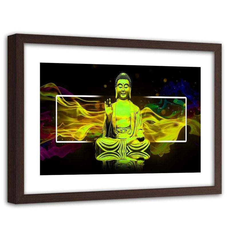 Glezna brūnā rāmī - Figure Meditating Buddha  Home Trends DECO