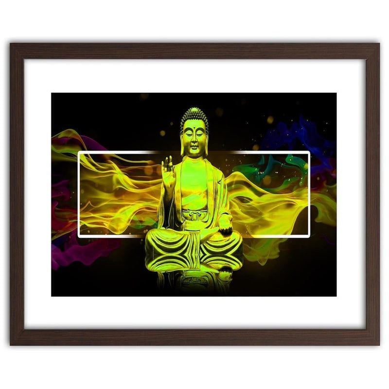 Glezna brūnā rāmī - Figure Meditating Buddha  Home Trends DECO