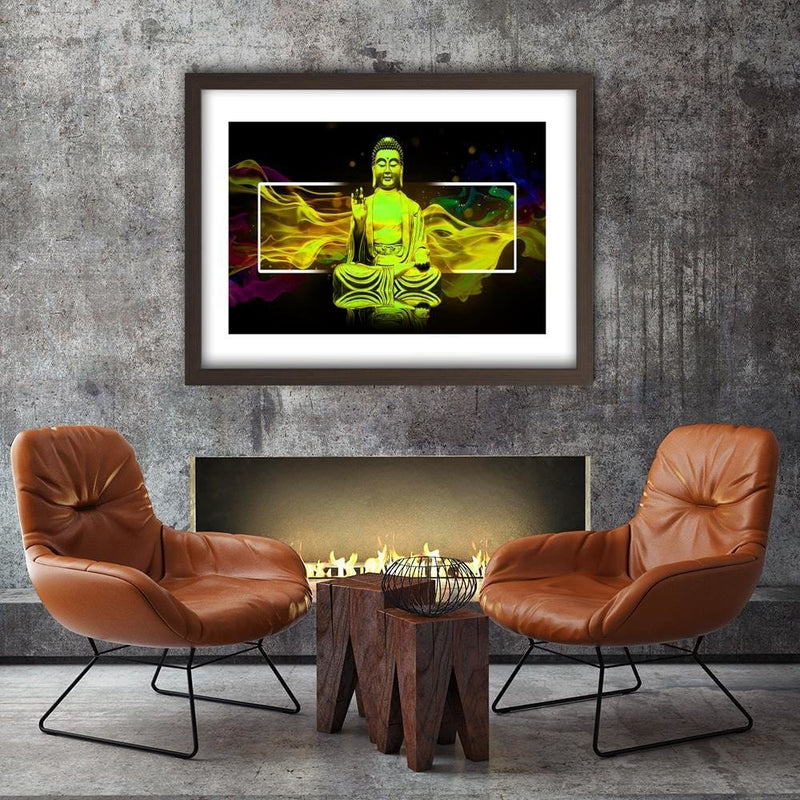 Glezna brūnā rāmī - Figure Meditating Buddha  Home Trends DECO