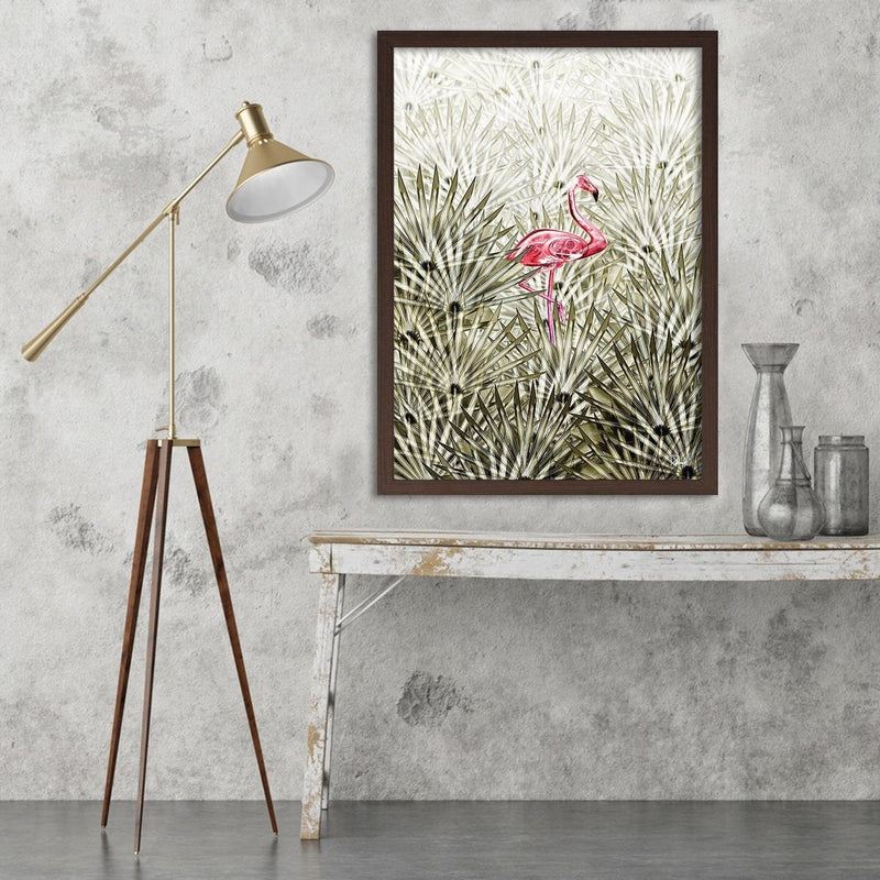 Glezna brūnā rāmī - Flamingo Digital Pink  Home Trends DECO