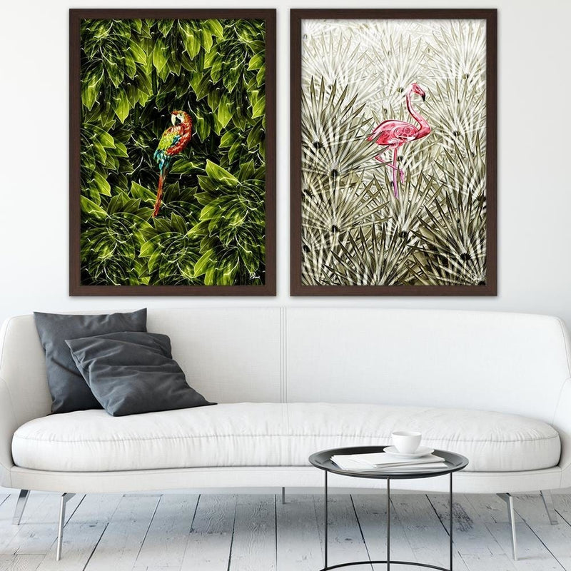 Glezna brūnā rāmī - Flamingo Digital Pink  Home Trends DECO