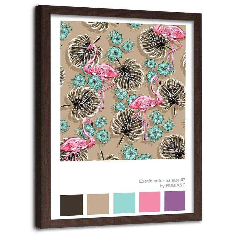 Glezna brūnā rāmī - Flamingos Brown  Home Trends DECO