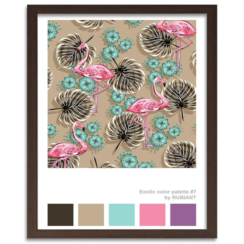 Glezna brūnā rāmī - Flamingos Brown  Home Trends DECO