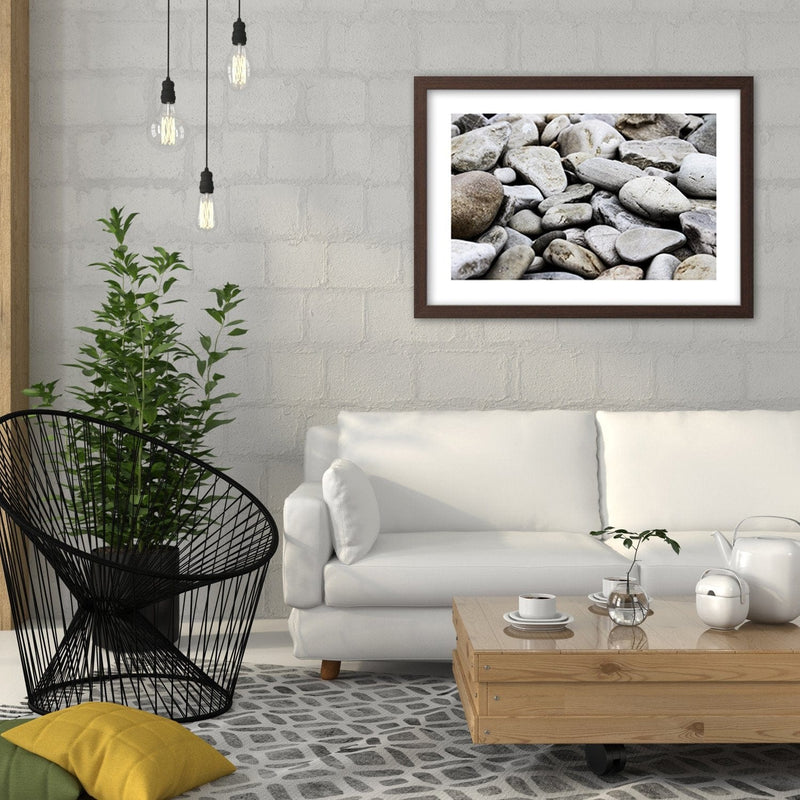 Glezna brūnā rāmī - Flat Stones  Home Trends DECO