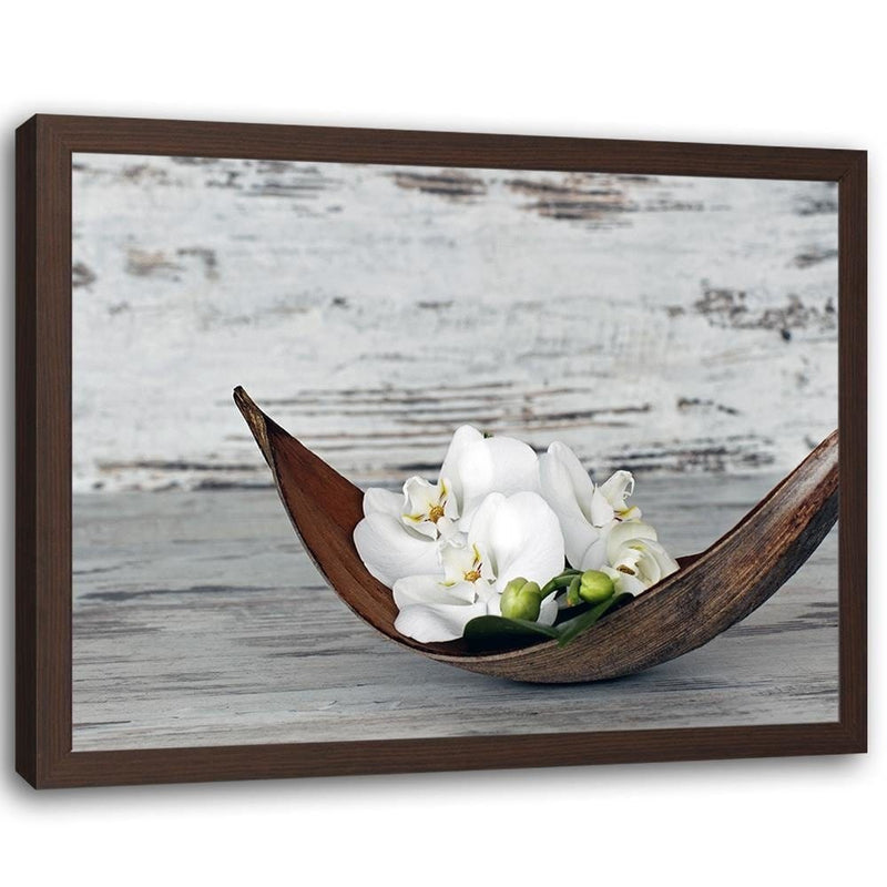 Glezna brūnā rāmī - Flower On The Wood  Home Trends DECO