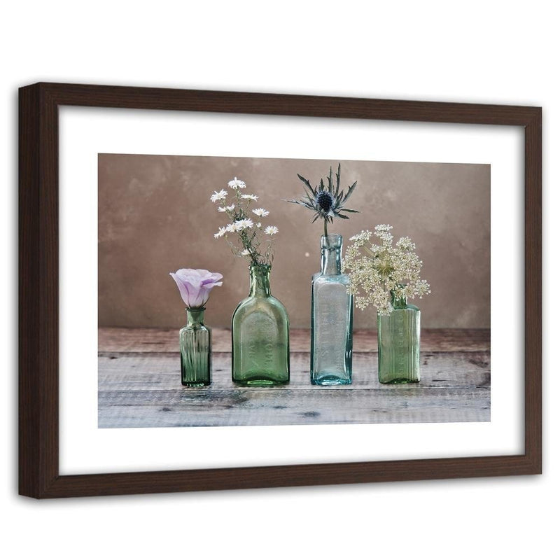 Glezna brūnā rāmī - Flowers In Glass Vases  Home Trends DECO