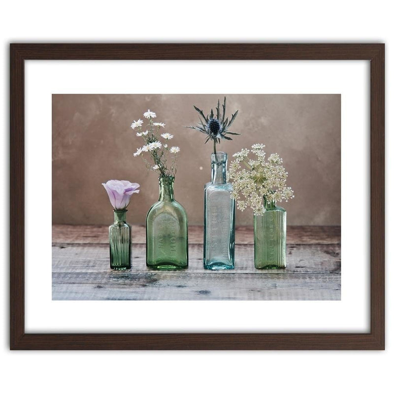 Glezna brūnā rāmī - Flowers In Glass Vases  Home Trends DECO