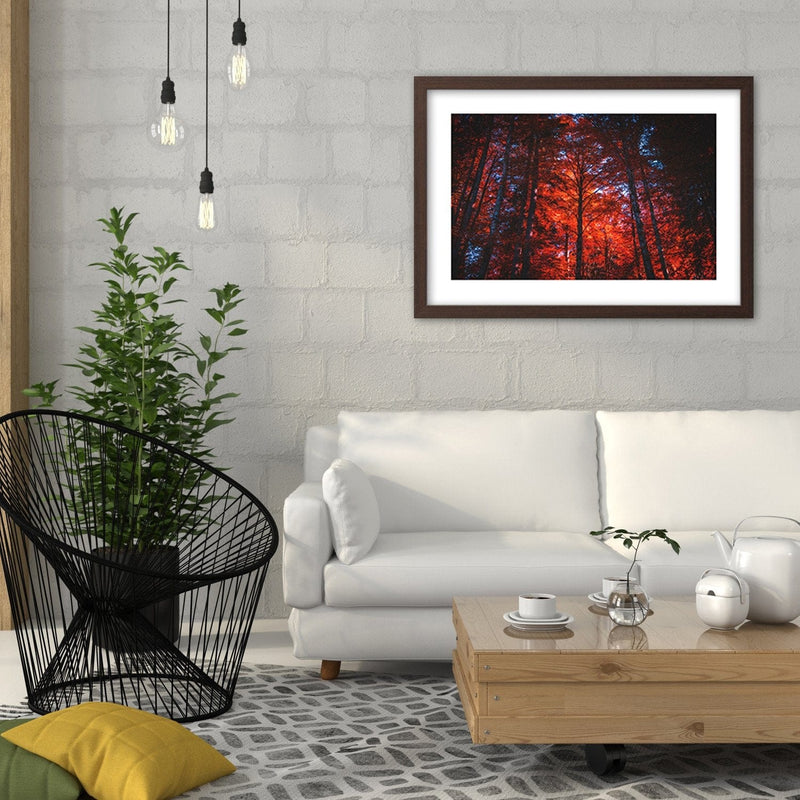 Glezna brūnā rāmī - Forest In The Light Of The Setting Sun  Home Trends DECO